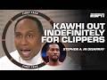 Stephen A. has MIXED FEELINGS about Kawhi Leonard out indefinitely | First Take